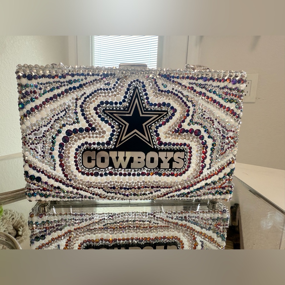 White and Purple Clutch with Intricate Beading